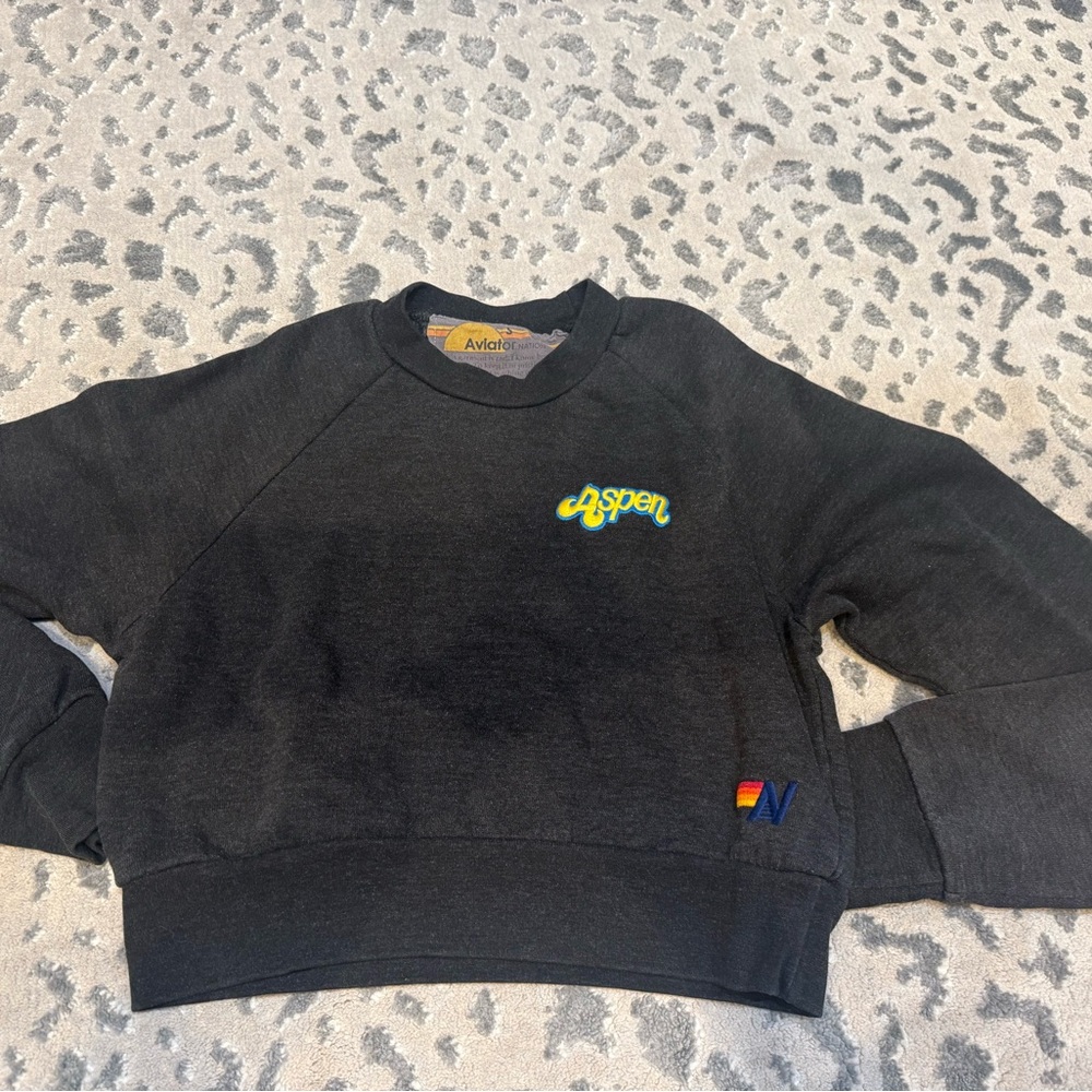 Aviator Nation Black Sweatshirt with Aspen Logo